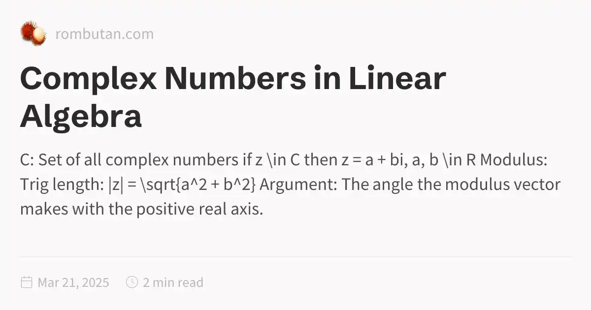 Complex Numbers in Linear Algebra